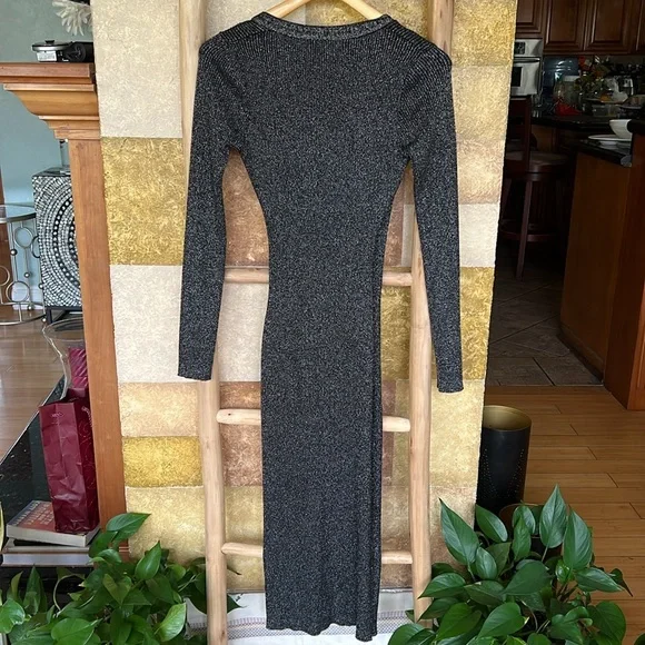 Flying Tomato Forever Impressed Sweater Sparkly Metallic Black Fitted Dress - Picture 10 of 12
